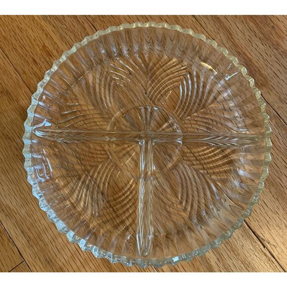 Vintage 7 1/8" Depression Pressed Glass Divided Relish Dish  Three compartments - Picture 2 of 2